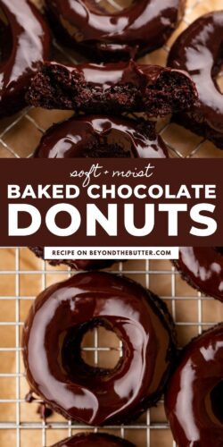 Images of homemade baked chocolate donuts from Beyond the Butter®.