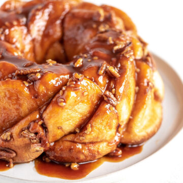 5 Ingredient Butterscotch Bundt Rolls | Angled photo of butterscotch bundt rolls or monkey bread | Image and Copyright Policy: © Beyond the Butter, LLC