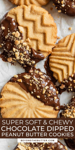 Images of chocolate dipped peanut butter cookies from Beyond the Butter®.