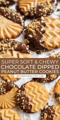 Images of chocolate dipped peanut butter cookies from Beyond the Butter®.