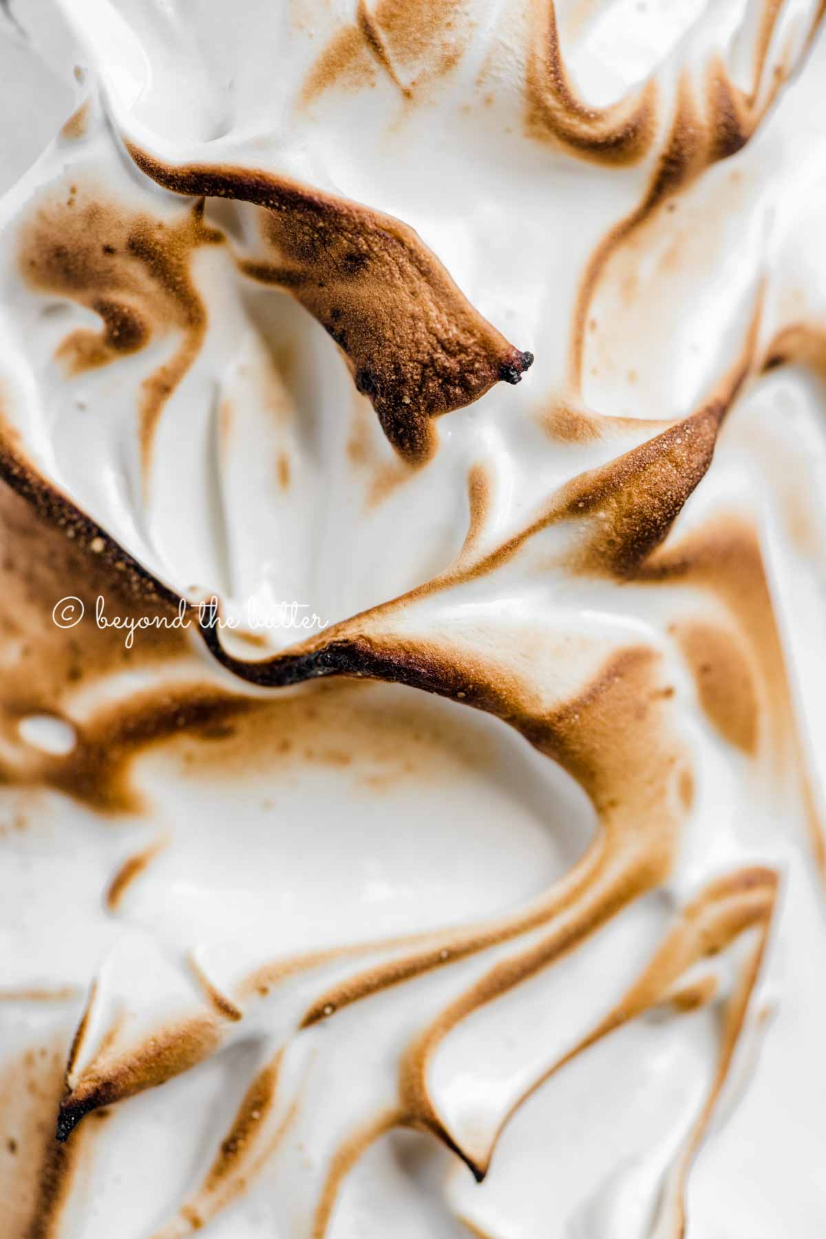 Close up image of toasted marshmallow meringue topping | All Images © Beyond the Butter™