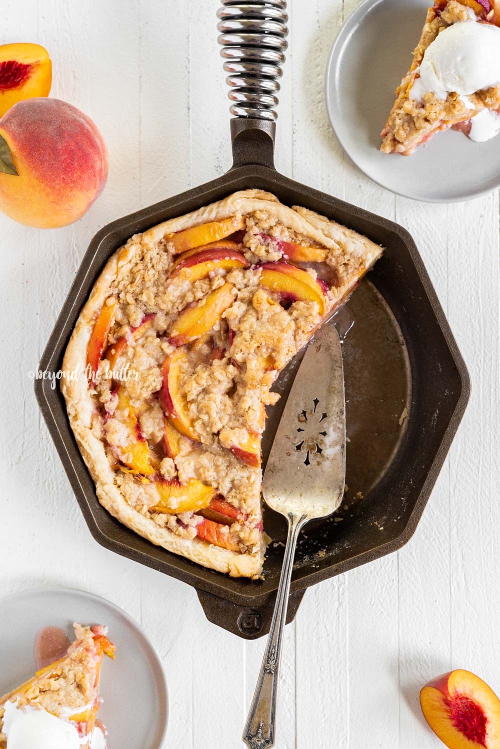 Brown Sugar Peach Crumble Pie Recipe | All Images © Beyond the Butter, LLC