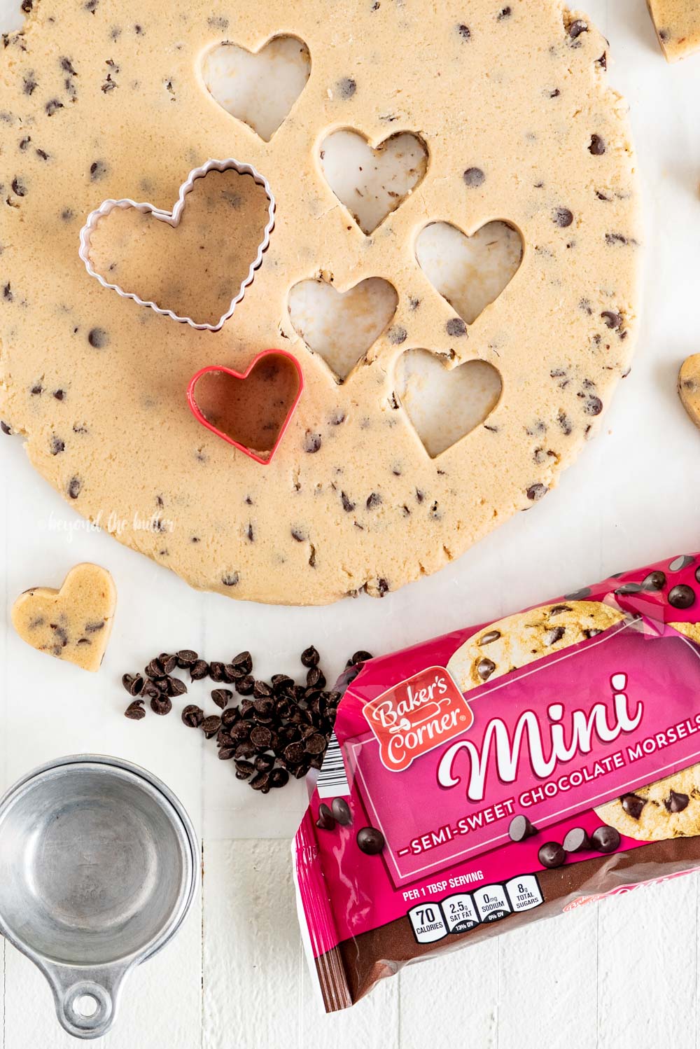 Cutting out cookie dough hearts | All Images © Beyond the Butter, LLC