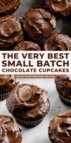 Images of small batch chocolate cupcakes from Beyond the Butter®.