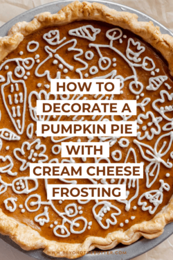 Image of decorated pumpkin pie from Beyond the Butter®.