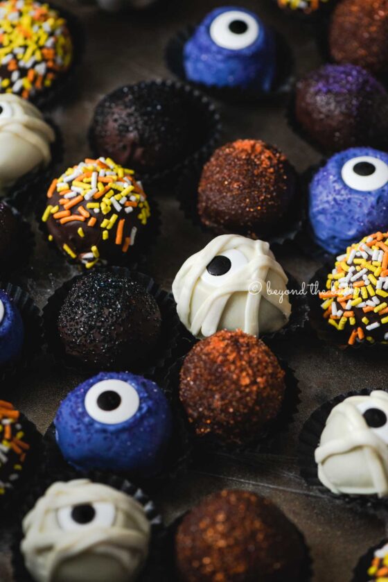 Halloween Chocolate Truffles on dark brown background | All Images © Beyond the Butter™