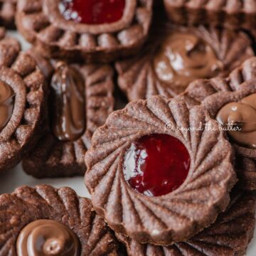 Closeup image of chocolate thumbprint cookies | All Images © Beyond the Butter®