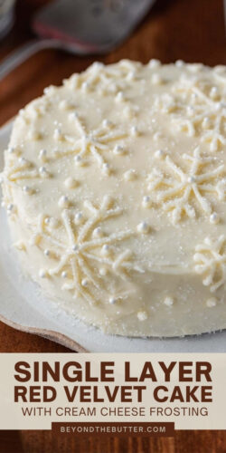 Images of red velvet cake with cream cheese frosting from Beyond the Butter®.