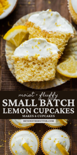 Images of small batch lemon cupcakes from Beyond the Butter®.