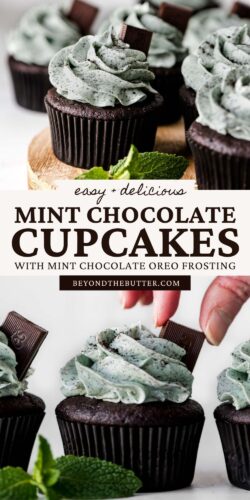 Images of mint chocolate cupcakes from Beyond the Butter®.