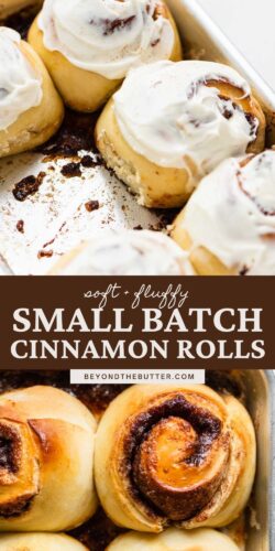 Images of small batch cinnamon rolls from Beyond the Butter®.