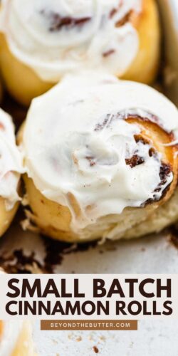 Images of small batch cinnamon rolls from Beyond the Butter®.