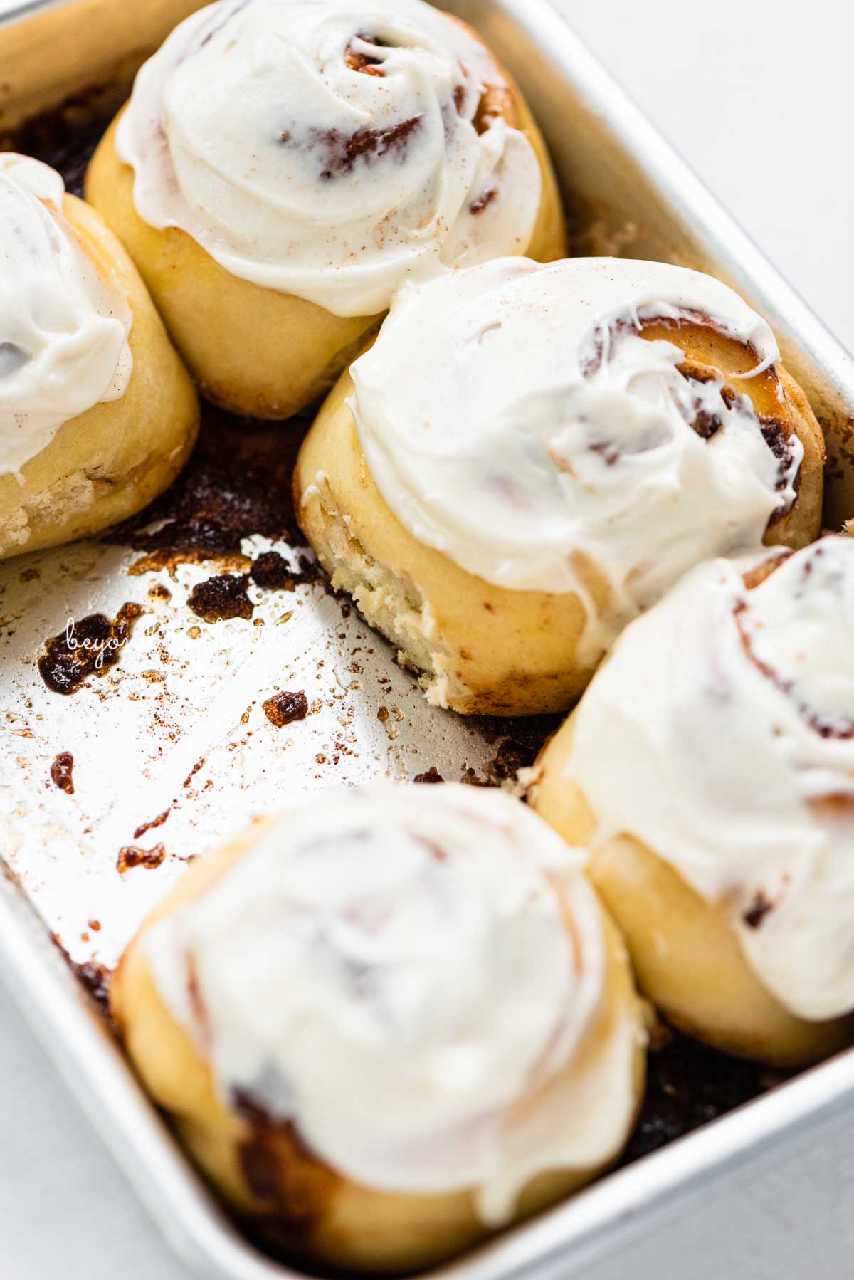 Just frosted small batch cinnamon rolls from BeyondtheButter.com | © Beyond the Butter®