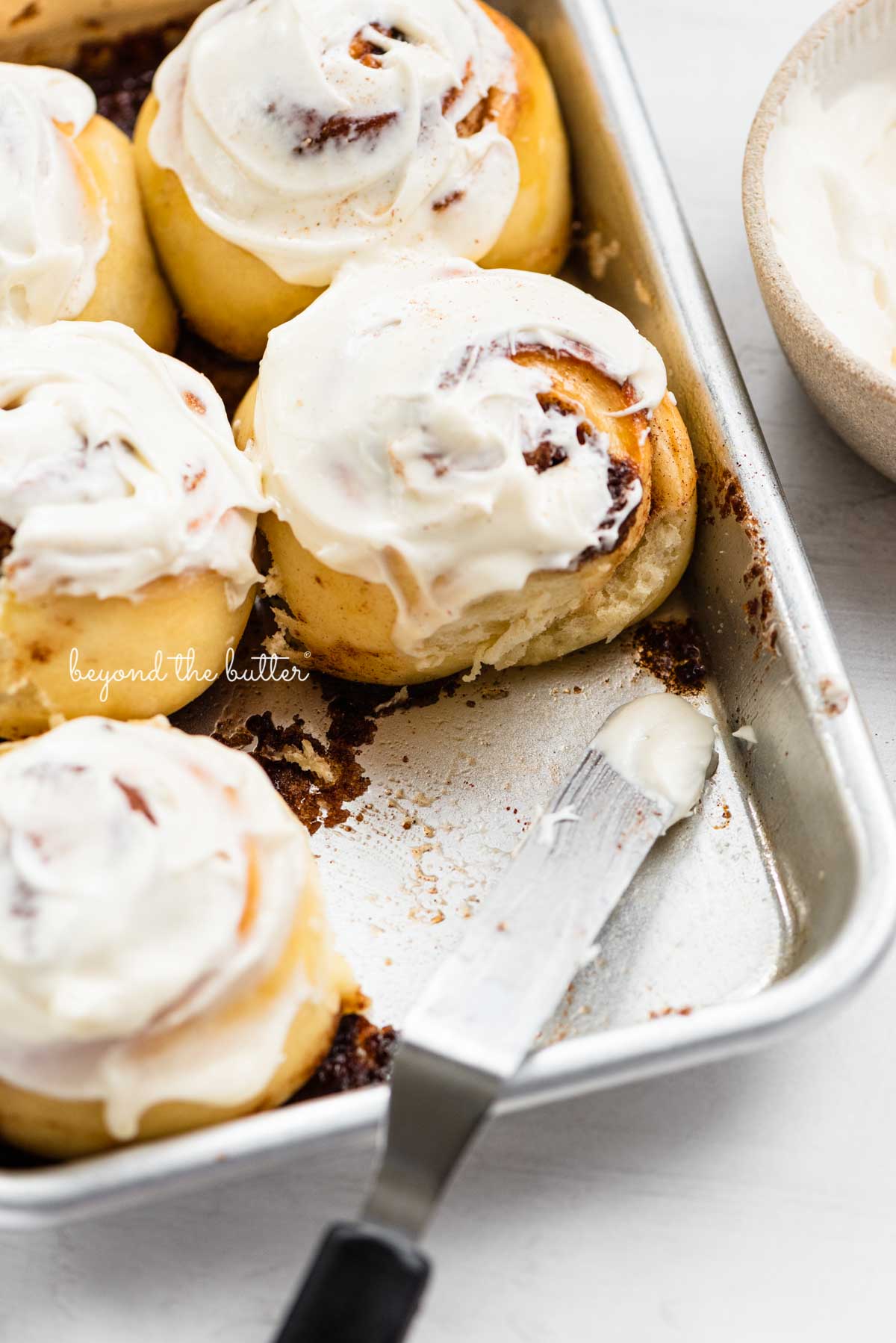 Just frosted small batch cinnamon rolls from BeyondtheButter.com | © Beyond the Butter®