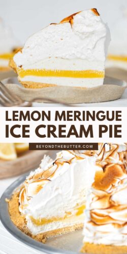 Images of lemon meringue ice cream pie from Beyond the Butter®.