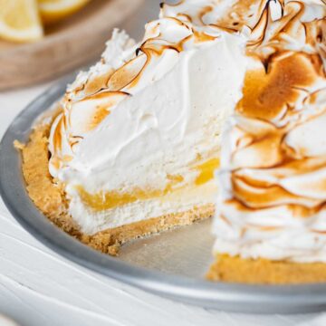 Lemon Meringue Ice Cream Pie with slice removed | © Beyond the Butter®