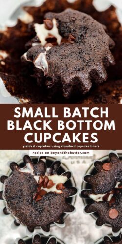 Images of small batch black bottom cupcakes from Beyond the Butter®.