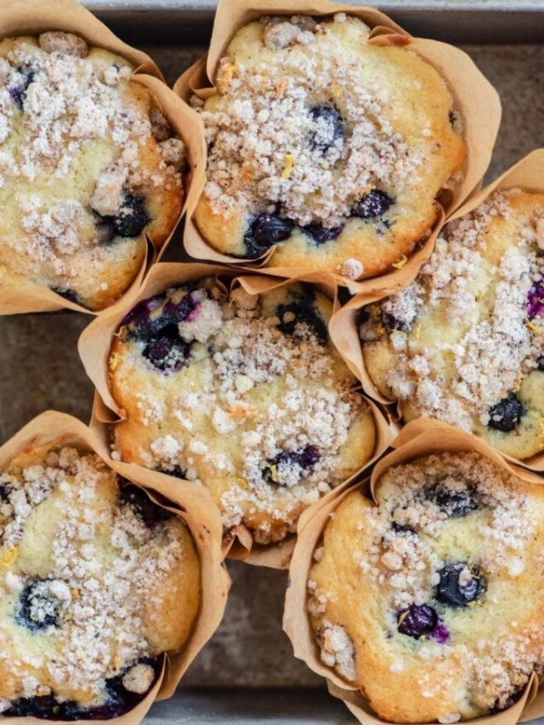 Lemon Blueberry Streusel Muffins web story cover image.